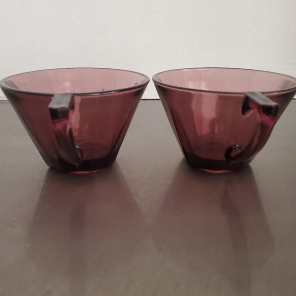 Vintage Hazel Atlas Moroccan Amethyst Glass Tea Coffee Cups Made in USA - Picture 4 of 10
